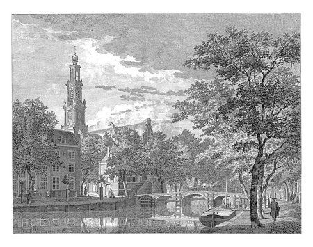 Foto de Vista del Westerkerk y del Westerhal, vista desde el Keizersgracht, Paulus van Liender, después de Jan de jalá, 1760 - 1783 Vista del Westerkerk y del Westerhal. - Imagen libre de derechos