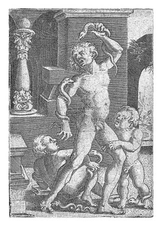 Photo for Laocoon and his two sons killed by snakes, Hans Brosamer, 1538, vintage engraved. - Royalty Free Image