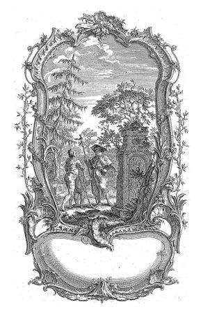 Téléchargez les photos : Pèlerin et jeune homme, Carl Albert von Lespilliez, d'après François de Cuvillies (Sr.), 1745 Un pèlerin, un jeune homme avec un bâton et un garçon debout dans un paysage. - en image libre de droit