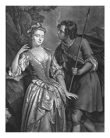 Photo for Actress Catherine Clive in the role of Phyllida, Pieter van Bleeck, 1735 - 1764 Scene from the play Damon and Phyllida with actress Catherine Clive in the role of Phyllida. - Royalty Free Image
