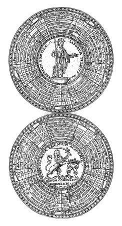 Téléchargez les photos : Sceaux de l'Université de Leyde, avec les noms des professeurs et les armoiries de l'université, Nicolas Chevalier, 1685 - 1720 - en image libre de droit