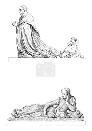 Foto de Esculturas de René de Birague y su esposa Valentine Balbiani, Jacopo Bernardi, después de Ernest Antoine Auguste Hebert, después de Germain Pilon (I), 1818 - 1848 - Imagen libre de derechos