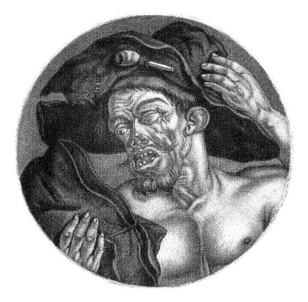 Téléchargez les photos : Moine avec habit à la main, Jacob Gole, d'après Cornelis Dusart, 1693 - 1700 Un moine à moitié aveugle avec un chapeau sur la tête et un habit à la main. - en image libre de droit