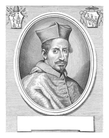 Photo for Portrait of Cardinal Gregorio Barbarigo, Albertus Clouwet, after Giovanni Maria Morandi, 1660 - 1679 Portrait in oval frame of Cardinal Gregorio Barbarigo. Bust to the right. - Royalty Free Image