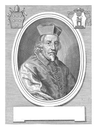 Photo for Portrait of Cardinal Mario Alberizzi, Albertus Clouwet, 1675 - 1679 Portrait in oval frame of Cardinal Mario Alberizzi. Bust to the right. At the top left the coat of arms of Pope Clement X. - Royalty Free Image