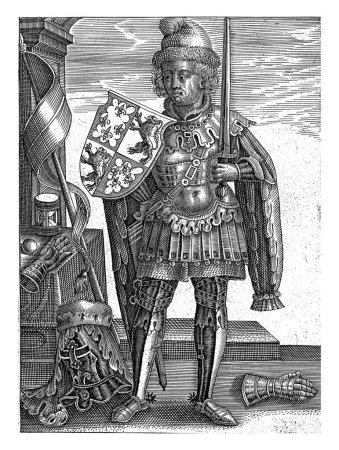Photo for Portrait of John IV, anonymous, 1600 Portrait of John IV, Duke of Brabant. Standing, at his feet, in full armor. - Royalty Free Image