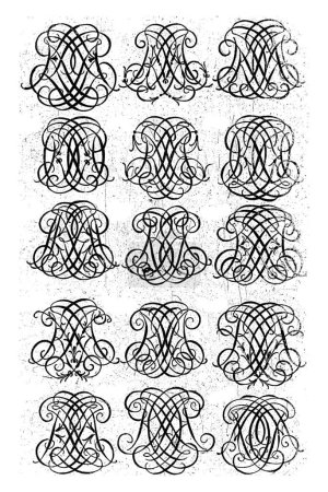 Foto de Quince Monogramas de Letras (IKL-AGI), Daniel de Lafeuille, c. 1690 - c. 1691 De una serie de 29 hojas parcialmente numeradas con monogramas numéricos. - Imagen libre de derechos