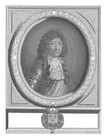 Foto de Retrato de Luis XIV, rey de Francia, Philibert Bouttats (I), 1664 - después de 1731 Retrato en marco oval de Luis XIV, rey de Francia. Busto a la derecha. - Imagen libre de derechos