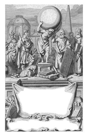 Foto de Figuras bíblicas, mitológicas e históricas con sus atributos están sobre un pedestal con título, Wouter Jansz. Binneman, 1668 Algunos de los personajes principales en el libro se colocan. - Imagen libre de derechos