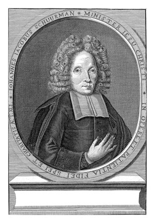 Téléchargez les photos : Portrait de Johannes Jacobus Schuurman, G. de Koningh, d'après Tobias van Nijmegen, 1675 - 1724 Buste de Johannes Jacobus Schuurman, pasteur à Kleve, à l'âge de 41 ans. - en image libre de droit