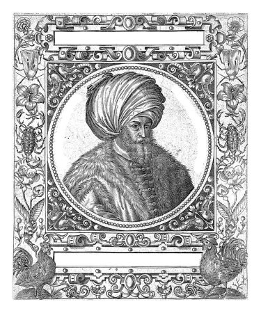 Foto de Retrato del sultán Lutzis Basha, Theodor de Bry, según Jean Jacques Boissard, 1596 Retrato redondo del sultán según el ejemplo de una moneda. - Imagen libre de derechos
