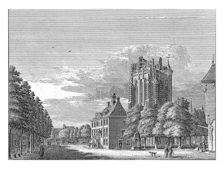 Foto de Vista del mercado en Wijk bij Duurstede, Hendrik Spilman, después de Jan de jalá, 1745 - 1772 Vista del mercado en Wijk bij Duurstede con el ayuntamiento y la torre de la Grote Kerk. - Imagen libre de derechos