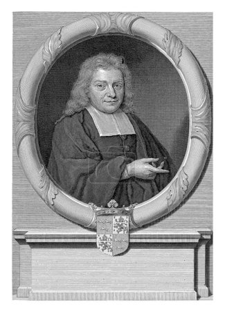 Foto de Retrato de Taco Hajo van den Honert, Pieter van Gunst, después de Arnold Boonen, 1689 - 1731 Taco Hajo van den Honert, clérigo holandés y profesor de teología en Leiden. - Imagen libre de derechos