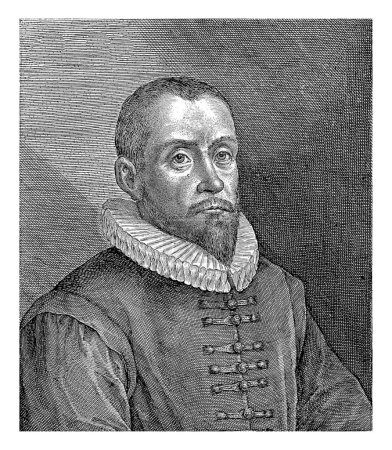 Foto de Retrato de Thomas Scott, Crispijn van de Passe, 1624 Retrato del clérigo inglés Thomas Scott, de 45 años. En el margen un poema de dos líneas de alabanza y una cita bíblica de Heb - Imagen libre de derechos