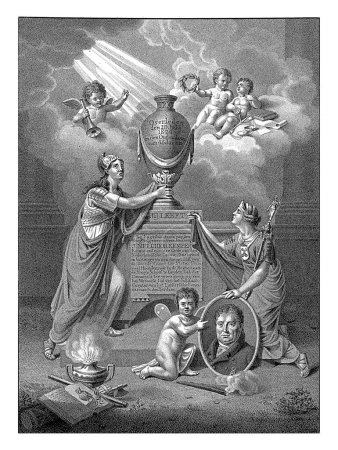 Photo for Allegory on the Death of Joan Melchior Kemper, 1824, Pieter van der Meulen, after Haatje Pieters Oosterhuis, 1824 Allegorical funerary monument for Mr. Joan Melchior Kemper. - Royalty Free Image