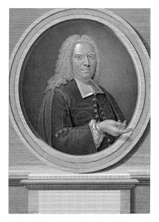 Foto de Retrato de Johan Gosewijn Eberhard Alstein, Philippus Endlich, 1738 Retrato del predicador reformado Johan Gosewijn Eberhard Alstein, representado en marco ovalado. - Imagen libre de derechos