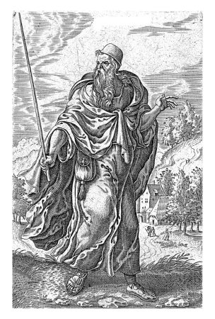Téléchargez les photos : Le prophète Samuel, Abraham de Bruyn, d'après Pieter van der Borcht (I), 1550 - 1587 Le prophète Samuel. Dans sa main gauche, il tient le bâton droit. En arrière-plan un paysage. - en image libre de droit