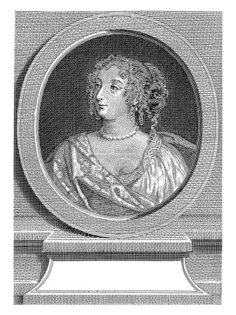 Téléchargez les photos : Portrait de Françoise de Rochechouart, marquise de Montespan, Michel Aubert, d'après inconnu, 1755, gravé vintage. - en image libre de droit