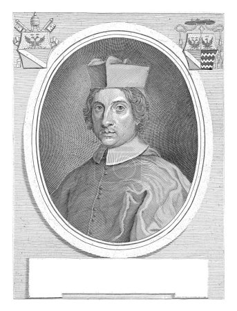 Téléchargez les photos : Portrait du cardinal Ferdinando d'Adda, Jacques Blondeau, d'après Antonio Lesma, 1690-1698, gravé vintage. - en image libre de droit