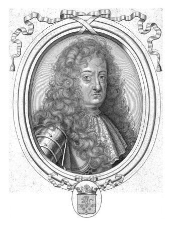 Téléchargez les photos : Portrait du comte Enea Silvio Caprara, Jacques Blondeau, d'après inconnu, 1665-1698, gravé vintage. - en image libre de droit