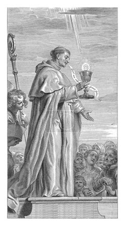 Photo for Hendrik I, abbot of Tongerlo, Adriaen Lommelin, after Abraham van Diepenbeeck, 1630 - 1677 Hendrik I, abbot of Tongerlo, stands on a plinth with a chalice in his hands and addresses a crowd of people. - Royalty Free Image