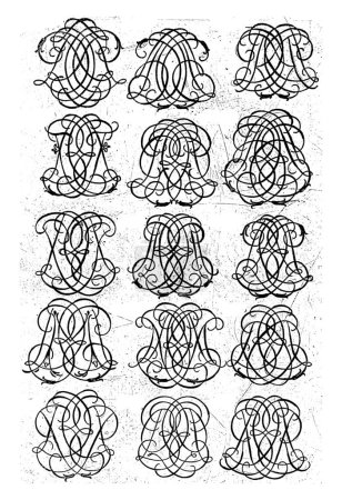 Foto de Quince Monogramas de Letras (BGN-CDG), Daniel de Lafeuille, c. 1690 - c. 1691 De una serie de 29 hojas parcialmente numeradas con monogramas numéricos. - Imagen libre de derechos