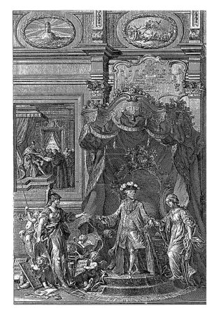 Foto de Retrato de Maximiliano III José, elector de Baviera con alegorías, Johann Esaias Nilson, 1774 El elector lidera la personificación de Baviera. - Imagen libre de derechos