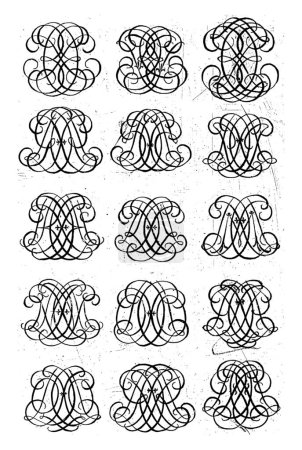 Foto de Seis monogramas grandes (CEX-DFS), Daniel de Lafeuille, c. 1690 - c. 1691 De una serie de 29 hojas parcialmente numeradas con monogramas numéricos. - Imagen libre de derechos