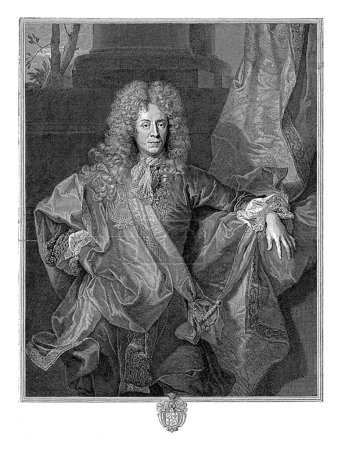 Photo for Portrait of Henning Meyer de Meyercron, Cornelis Martinus Vermeulen, after Hyacinthe Rigaud, 1691 - 1707 Portrait of the Danish diplomat Henning Meyer de Meyercron. - Royalty Free Image