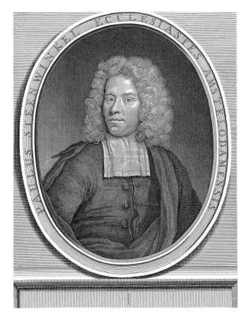 Téléchargez les photos : Portrait du prédicateur Paulus Steenwinkel, Matthijs Pool, d'après Arnold Boonen, 1696-1727, gravé vintage. - en image libre de droit