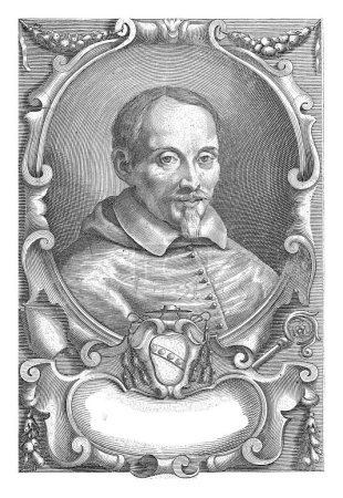 Photo for Portrait of Bishop Alessandro Sperelli, Albertus Clouwet, 1666 - 1679 Cartouche with Portrait in oval frame of Alessandro Sperelli, bishop of Gubbio. - Royalty Free Image