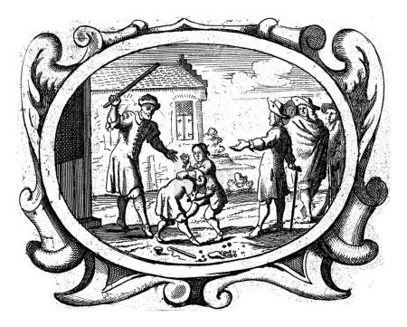 Foto de La adversidad nos muestra que realmente somos hijos de Dios, Gaspar Bouttats, 1679 Página de un libro (p.29) con texto en verso. - Imagen libre de derechos