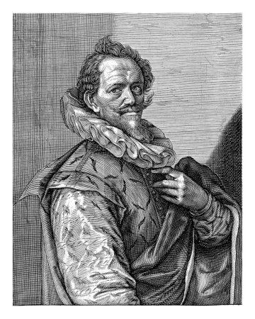 Foto de Retrato de Hans von Aachen, Andries Jacobsz. Stock, 1610 Retrato de medio cuerpo a la derecha de Hans von Aachen. Debajo del retrato hay nombre y cuatro líneas en latín. - Imagen libre de derechos