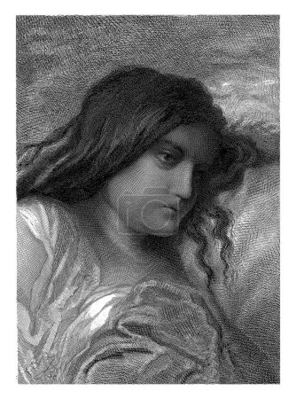 Téléchargez les photos : Portrait d'une jeune femme aux cheveux longs et foncés, Petrus Johannes Arendzen, d'après Jean François Portaels, 1856-1909 - en image libre de droit