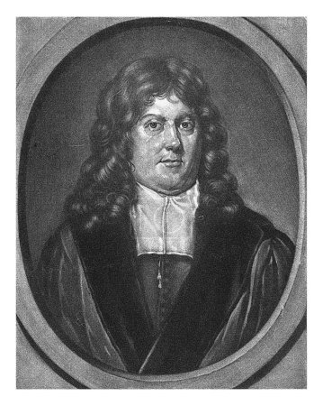 Téléchargez les photos : Portrait de Gerbrand van Leeuwen, Pieter Schenk (I), d'après David van der Plas, 1686 - 1713 Le prédicateur et professeur Gerbrand van Leeuwen. - en image libre de droit