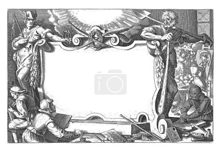 Foto de Título impreso de Johann Gelle, Tyrocinia artis pictoriae caelatoriae, 1639, Johann Gelle, después de Augustin Braun, 1639 Central un marco rectangular con el título. - Imagen libre de derechos