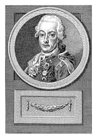Foto de Retrato de Gustavo III, rey de Suecia, Reinier Vinkeles (I), después de Jacobus Buys, 1783 - 1795, grabado vintage. - Imagen libre de derechos