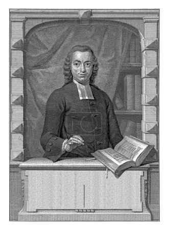 Foto de Retrato de Johannes Henricus Westerhoff, Jacob Houbraken, después de Jacobus Buys, 1764 Retrato en la mitad de Johannes Henricus Westerhoff, en un marco arquitectónico en forma de ventana. - Imagen libre de derechos