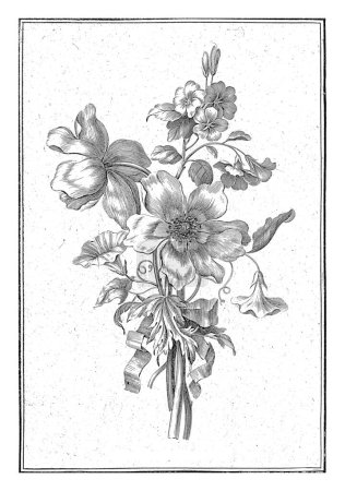 Foto de Ramo de anémona y bindweed, Jean Jacques Avril (I), después de Jean Baptiste Monnoyer, 1754 - 1794 Las flores están atadas junto con una cinta. - Imagen libre de derechos