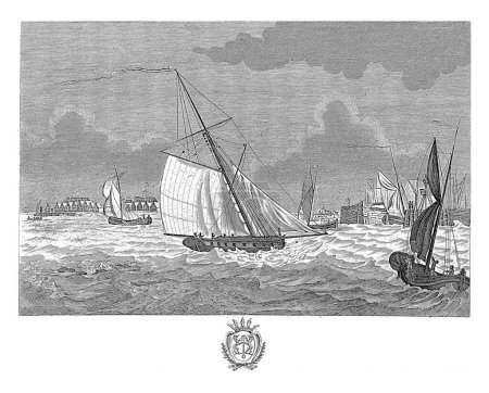 Foto de Puerto de Texel con el pueblo de Oudeschild, Antonio Suntach (posiblemente), después de Dirk de Jong, 1754 - 1828 - Imagen libre de derechos
