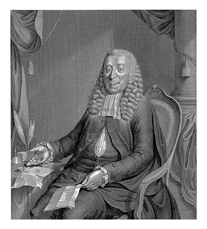 Téléchargez les photos : Portrait de Hendrik Hooft Danielsz., Noach van der Meer (II), 1787 Portrait de Hendrik Hooft Danielsz., maire d'Amsterdam, assis à une table avec une lettre à la main. - en image libre de droit