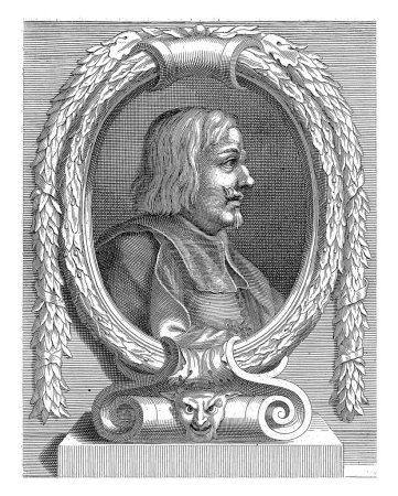 Foto de Retrato de Alessandro Algardi en un marco oval decorado con una guirnalda, Guillaume Vallet, 1697 - 1704 - Imagen libre de derechos
