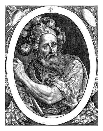 Judas el Macabeo como uno de los nueve héroes, Willem van de Passe, 1621 - 1636 El héroe judío El rey Judas el Macabeo.