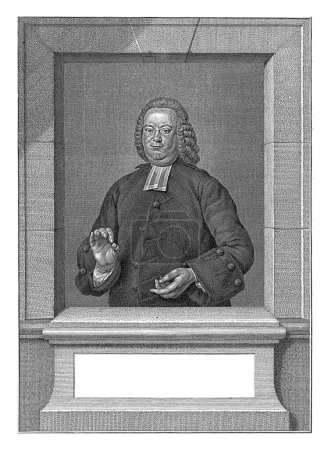 Foto de Retrato de Willem Noorderhout, Jacob Houbraken, después de Johannes Cornelis Mertens, 1773 Retrato en la mitad de Willem Noordenhout en una ventana arquitectónica. - Imagen libre de derechos