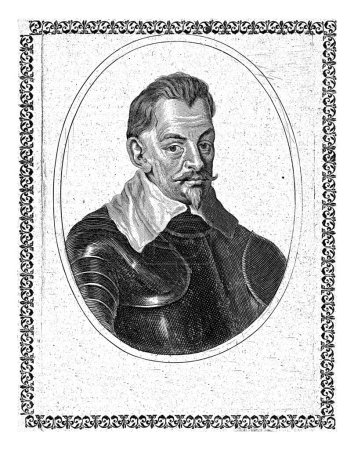 Foto de Retrato de Albrecht, duque de Friedland, Cornelis Danckerts (I), 1613 - 1656 Retrato de Albrecht, duque de Friedland, pieza de pecho vestida de armadura ovalada. Con texto de tipografía en verso. - Imagen libre de derechos
