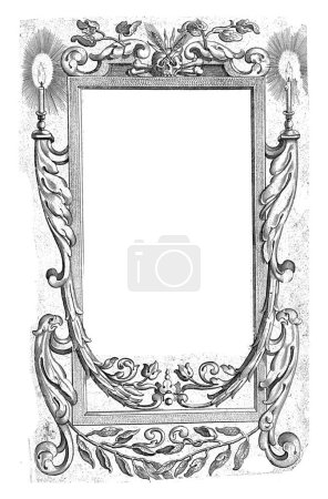 Photo for Epitaph-shaped cartouche with family history of Maurits, Michiel le Blon, 1628, vintage engraved. - Royalty Free Image