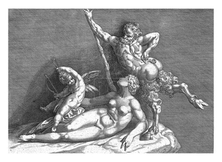 Téléchargez les photos : Groupe de sculpture de Vénus, Amor et un satyre, anonyme, d'après Willem Danielsz. de Tetrode, 1574 Vénus repose sur le sol. Pour son Amor avec des flèches et un arc. Derrière elle un satyre. - en image libre de droit