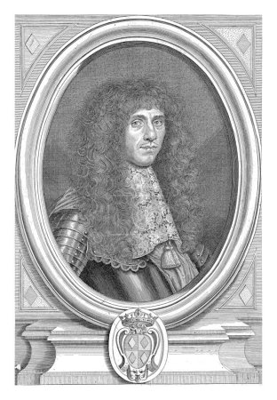 Photo for Portrait of Tommaso Rospigliosi, Albertus Clouwet, after P. Rouns, 1646 - 1679 Portrait in oval frame of Tommaso Rospigliosi, Roman general and lord of the Castel Sant'Angelo. - Royalty Free Image