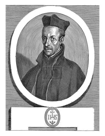 Téléchargez les photos : Il porte une biretta. Dans le cadre ci-dessous son portrait le monogramme des Jésuites. - en image libre de droit