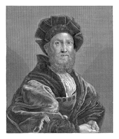 Téléchargez les photos : Portrait de Baldassare Castiglione, Nicolas Etienne Edelinck, d'après Raphaël, 1691 - 1767 Portrait de l'écrivain italien comte Baldassare Castiglione (1478-1529). - en image libre de droit